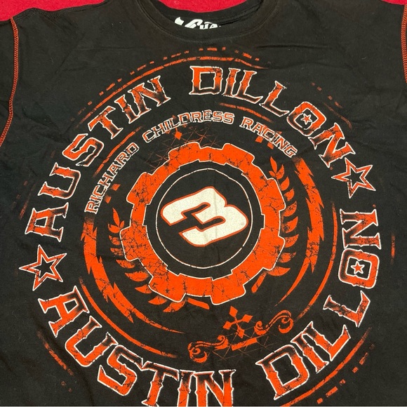 NASCAR Austin Dillon Black Double Sided Racing Rap Tee Y2K Stars Spellout Men XL - Picture 11 of 11